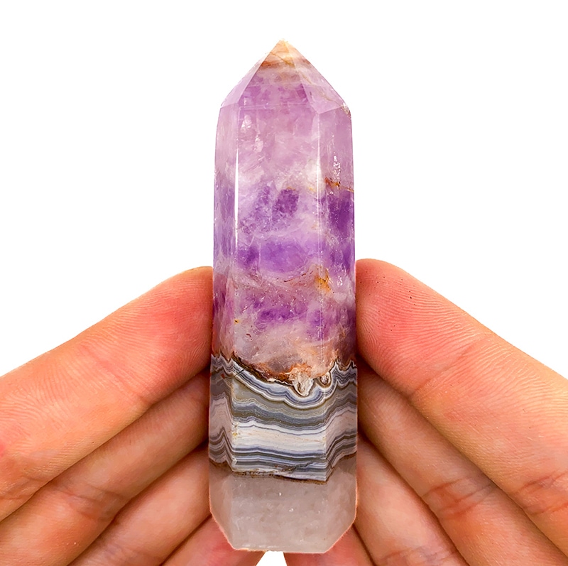 Geformter Turm aus Amethyst in Achat - 6-seitig