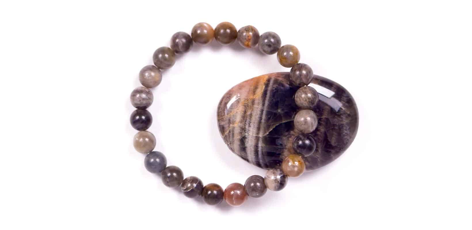 Kraftstein-Armband – Schwarzer Mondstein – Neuanfänge, Erdung, Gelassenheit