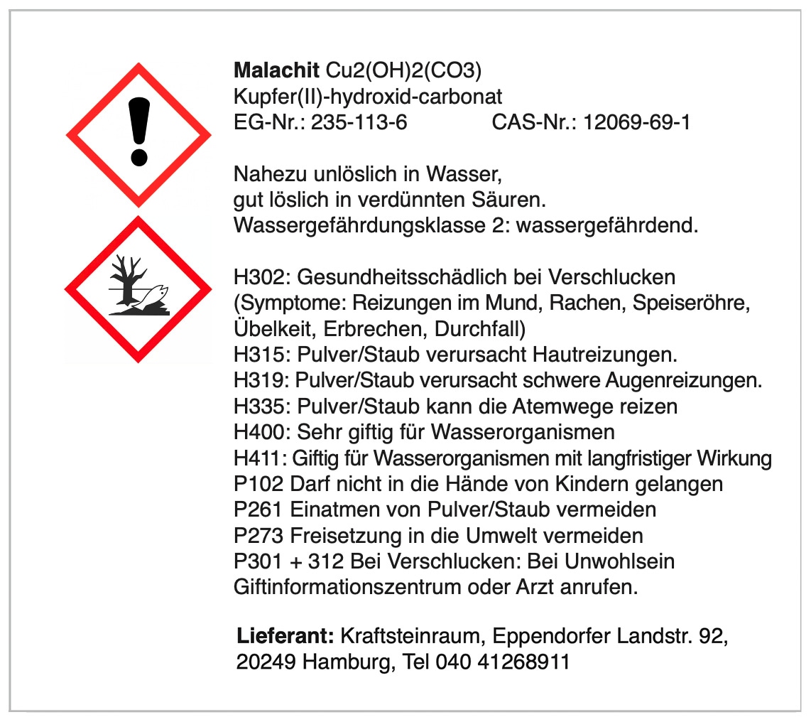 Warnhinweis Malachit